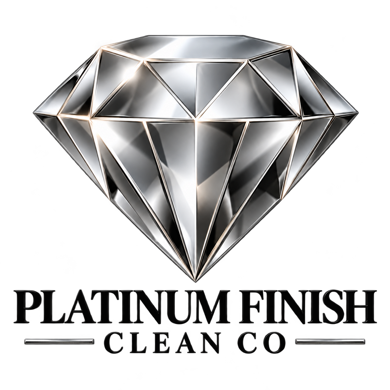 Platinum Finish Clean Co silver diamond logo